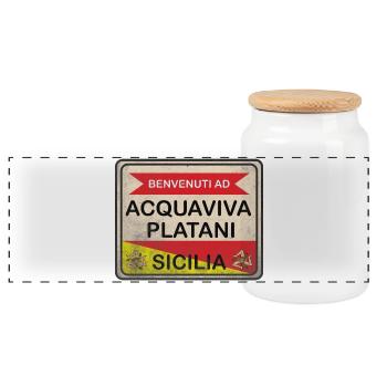 T-Shirt Sicilia Acquaviva Platani T-Shirt - Panorama Keksdose mit Holzdeckel - Weiß - Vorne