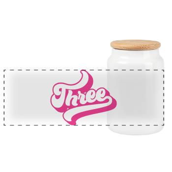Three 3rd Birthday For Girls 3 Years Old - Panoramic Cookie Jar with Wooden Lid - white - Front