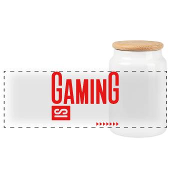 GAMING IST THERAPIE - Panorama Keksdose mit Holzdeckel - Weiß - Vorne
