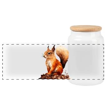 Écureuil de style polygonal - Boîte à biscuits avec couvercle en bois - blanc - Devant