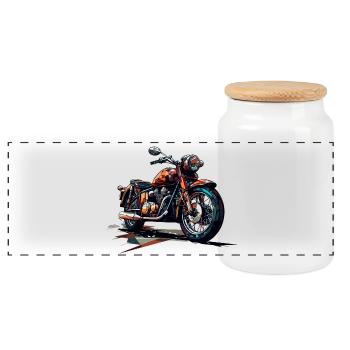 Moto de style polygonal - Boîte à biscuits avec couvercle en bois - blanc - Devant