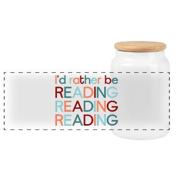 Je préfère lire - Boîte à biscuits avec couvercle en bois - blanc - Devant