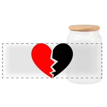 Broken Heart - Gebrochenes Herz - Panorama Keksdose mit Holzdeckel - Weiß - Vorne