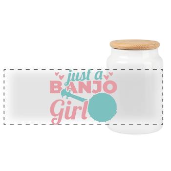 Lustiges Banjo Mädel - Panorama Keksdose mit Holzdeckel - Weiß - Vorne