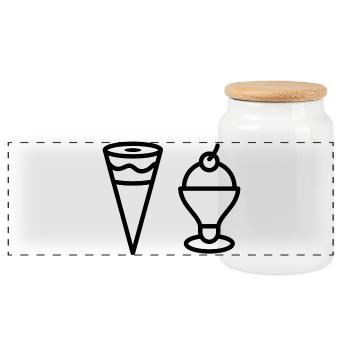 I love ice cream - Panoramic Cookie Jar with Wooden Lid - white - Front