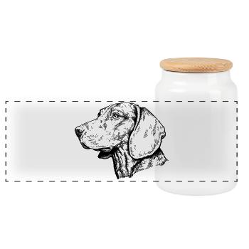 Hannoversche Schweisshund Portrait - Panorama Keksdose mit Holzdeckel - Weiß - Vorne