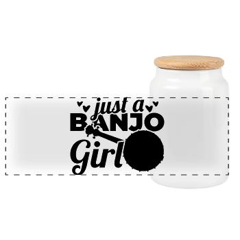 Banjo player - Panoramic Cookie Jar with Wooden Lid - white - Front