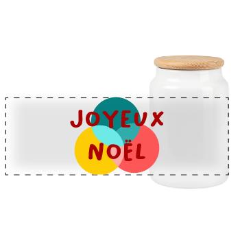 NOËL. JOYEUX NOËL. MERRY CHRISTMAS. NOUVEL AN - Boîte à biscuits avec couvercle en bois - blanc - Devant