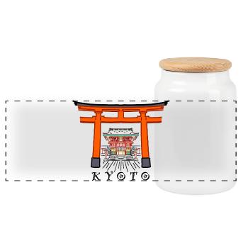 Japan, Kyoto, Fushimi Inari- Taisha Schrein - Panorama Keksdose mit Holzdeckel - Weiß - Vorne