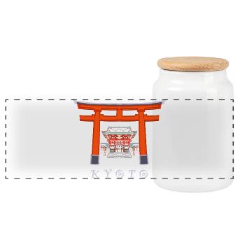 Japan, Kyoto, Schrein Fushimi Inari - Taisha - Panorama Keksdose mit Holzdeckel - Weiß - Vorne