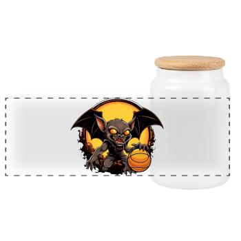 Basketball Bat - Panoramic Cookie Jar with Wooden Lid - white - Front