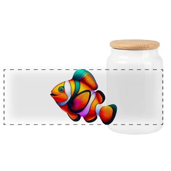 Clownfish - Panoramic Cookie Jar with Wooden Lid - white - Front