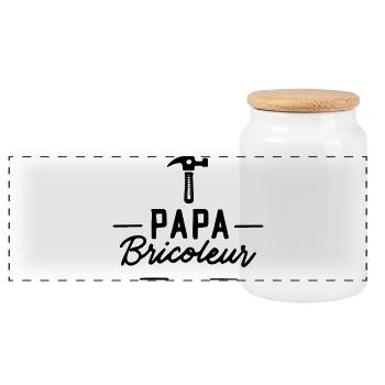 Papa Bricoleur : Cadeau Idéal ! - Boîte à biscuits avec couvercle en bois - blanc - Devant
