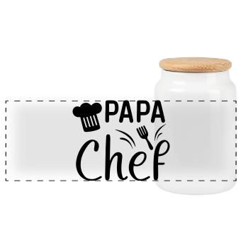 Cadeau Papa Chef de Cuisine ! - Boîte à biscuits avec couvercle en bois - blanc - Devant