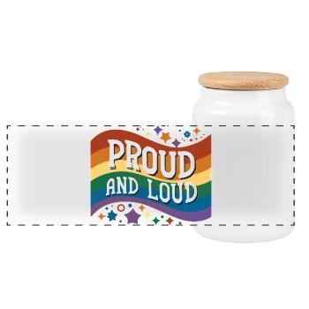 Proud and Loud - Panorama Keksdose mit Holzdeckel - Weiß - Vorne