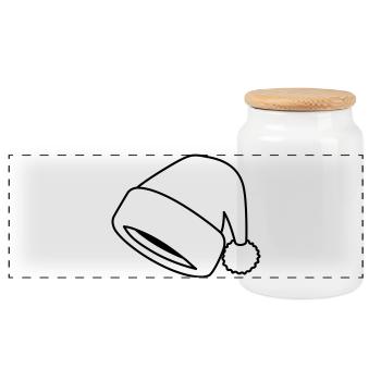 Weihnachtsmütze Symbol Weihnachtsmann Mütze - Panorama Keksdose mit Holzdeckel - Weiß - Vorne