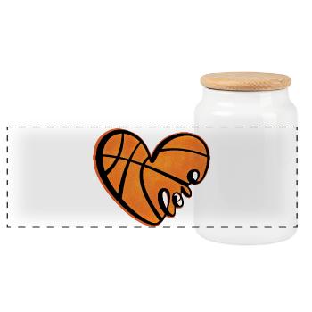 Cœur de basket avec amour - Boîte à biscuits avec couvercle en bois - blanc - Devant