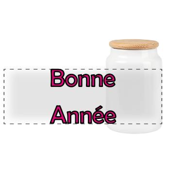 BONNE ANNEE. SAINT SYLVESTRE. NOUVELLE ANNÉE - Boîte à biscuits avec couvercle en bois - blanc - Devant