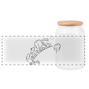 the world as I like it - Panoramic Cookie Jar with Wooden Lid - white - Front
