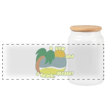 Sun and Beach - Panoramic Cookie Jar with Wooden Lid - white - Front