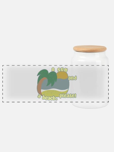 Sun and Beach - Panorama Keksdose mit Holzdeckel - Weiß