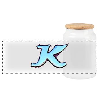 Buchstabe K - Panorama Keksdose mit Holzdeckel - Weiß - Vorne