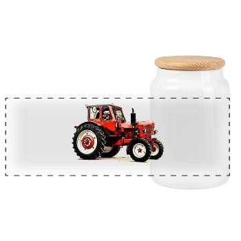 Belarus mts 50 - Panoramic Cookie Jar with Wooden Lid - white - Front