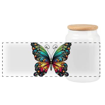 Papillon - Boîte à biscuits avec couvercle en bois - blanc - Devant