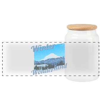 Pays des merveilles d’hiver | Hiver - Boîte à biscuits avec couvercle en bois - blanc - Devant