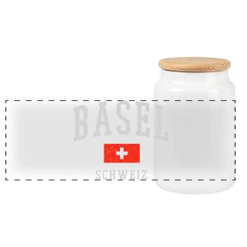 Basel - Panoramic Cookie Jar with Wooden Lid - white - Front