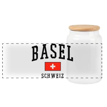 Bâle Drapeau suisse - Boîte à biscuits avec couvercle en bois - blanc - Devant