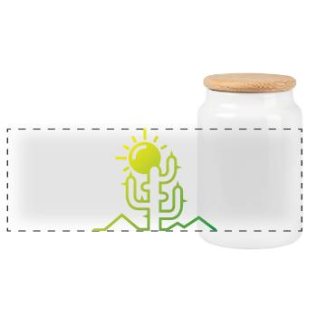 cactus Wüste Sonne Abenteuer minimal Design flat - Panorama Keksdose mit Holzdeckel - Weiß - Vorne