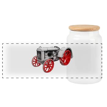 Tracteur modèle F - Boîte à biscuits avec couvercle en bois - blanc - Devant