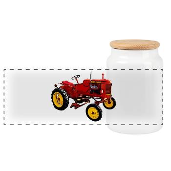 Tractor Pony - Panoramic Cookie Jar with Wooden Lid - white - Front