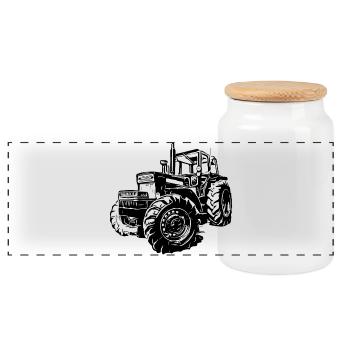 BM 814 Turbo Tracteur - Boîte à biscuits avec couvercle en bois - blanc - Devant