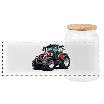 M F 5S Tractor - Panoramic Cookie Jar with Wooden Lid - white - Front
