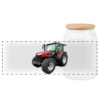 M F 4708 M Traktor - Panorama Keksdose mit Holzdeckel - Weiß - Vorne