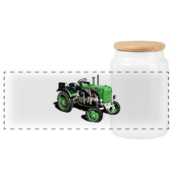 Traktor Steyr Typ 80 - Panorama Keksdose mit Holzdeckel - Weiß - Vorne