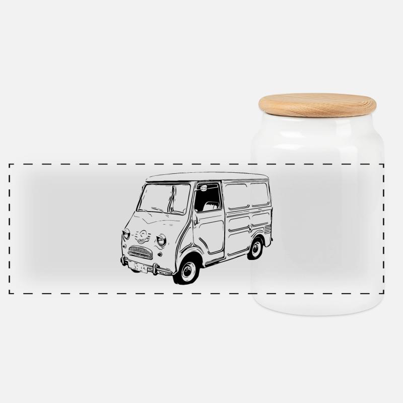 Goggomobil Bus - Panorama Keksdose mit Holzdeckel - Weiß