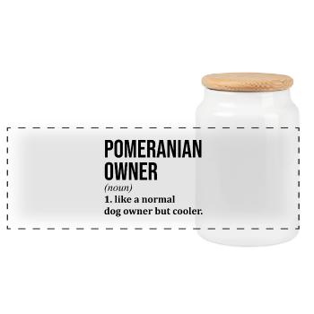 Pomeranian - Panoramic Cookie Jar with Wooden Lid - white - Front