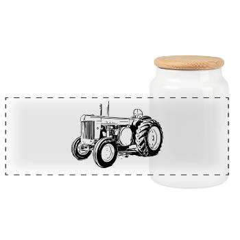 Model R Traktor - Panorama Keksdose mit Holzdeckel - Weiß - Vorne