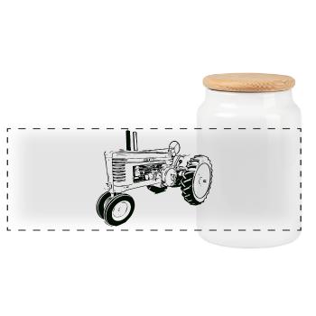 Model A Traktor - Panorama Keksdose mit Holzdeckel - Weiß - Vorne