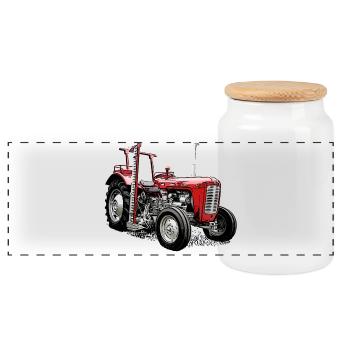 Mähwerk Traktor M F 35 - Panorama Keksdose mit Holzdeckel - Weiß - Vorne