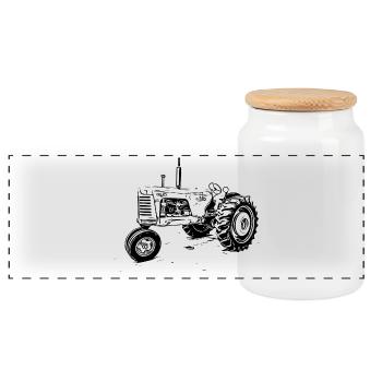 Oliver 88 Traktor - Panorama Keksdose mit Holzdeckel - Weiß - Vorne
