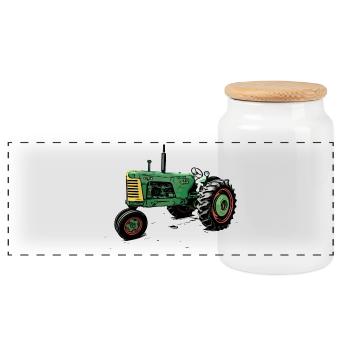 Oliver 88 Traktor - Panorama Keksdose mit Holzdeckel - Weiß - Vorne