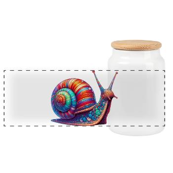 Schnecke - Panorama Keksdose mit Holzdeckel - Weiß - Vorne