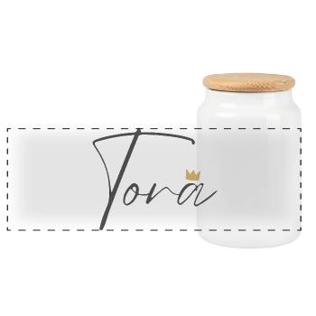 Chemise Princesse Tora – Nom avec lettre T - Boîte à biscuits avec couvercle en bois - blanc - Devant