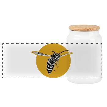Wasp - Bee - Insect - Panoramic Cookie Jar with Wooden Lid - white - Front
