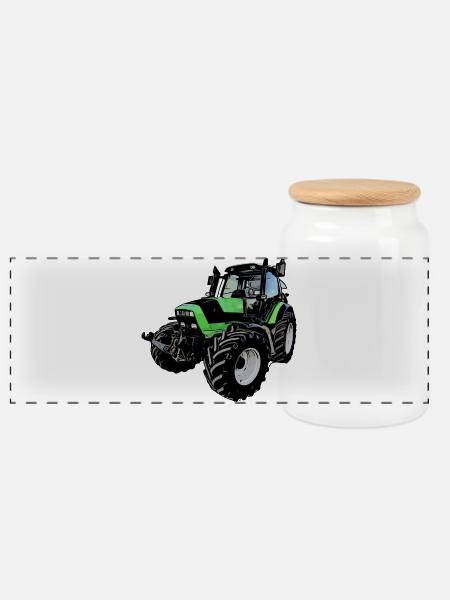 Agrotron M600 - Panorama Keksdose mit Holzdeckel - Weiß