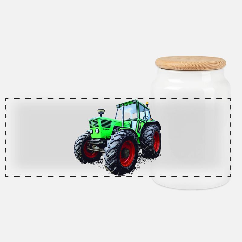 Traktor Deutz 13006 - Panorama Keksdose mit Holzdeckel - Weiß